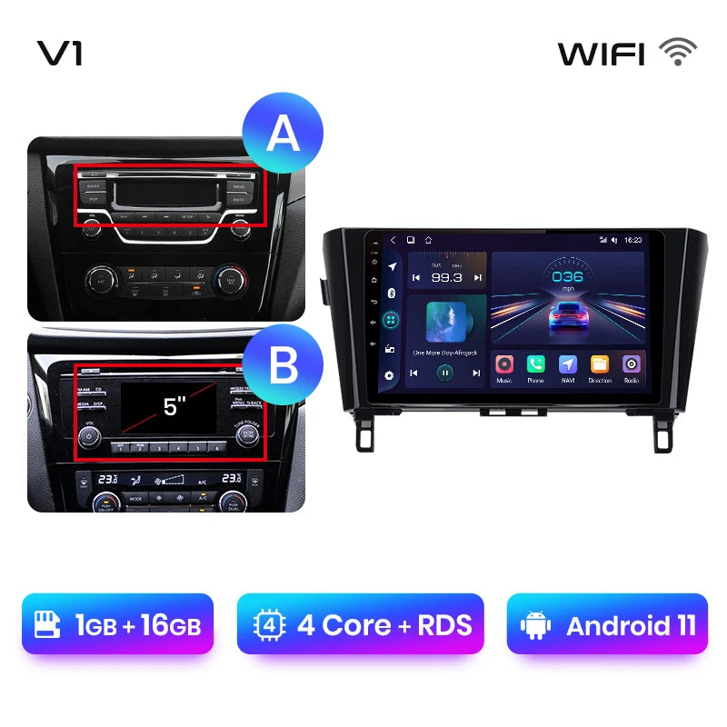 Junsun V1 Wireless CarPlay Android Auto Radio For Nissan Qashqai J11 X-Trail 3 T32 2013-2017 Car Multimedia GPS 2din autoradio