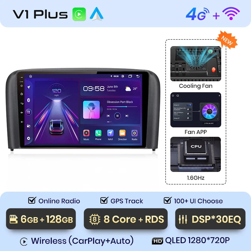 Junsun V1 Pro Für Volvo S80 1998 - 2006 Android Autoradio Autovideoplayer CarPlay Android Auto GPS Keine 2 Din 2din DVD 