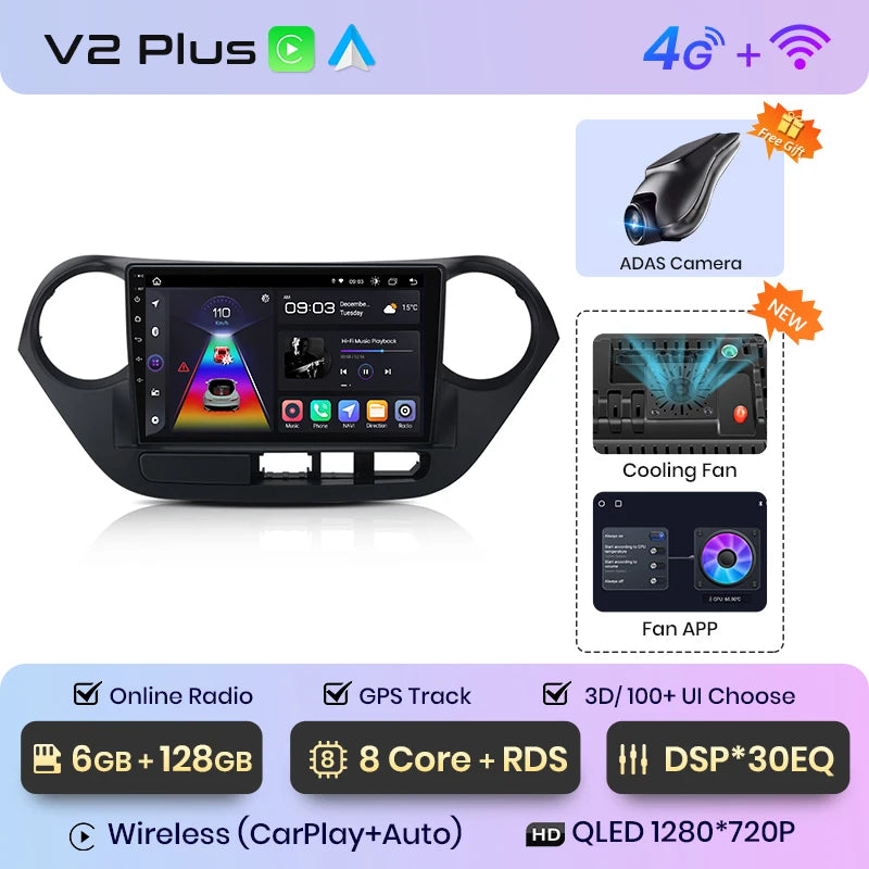 Junsun V1pro AI Voice 2 din Android Auto Radio For Hyundai Grand I10 2013-2016 Carplay 4G Car Multimedia GPS 2din autoradio - Junsun Official Store