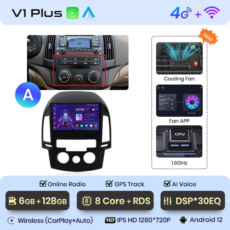 Junsun V1 AI Voice Wireless CarPlay Android Auto Radio For Hyundai I30 2006-2011 4G Car Multimedia GPS 2din autoradio