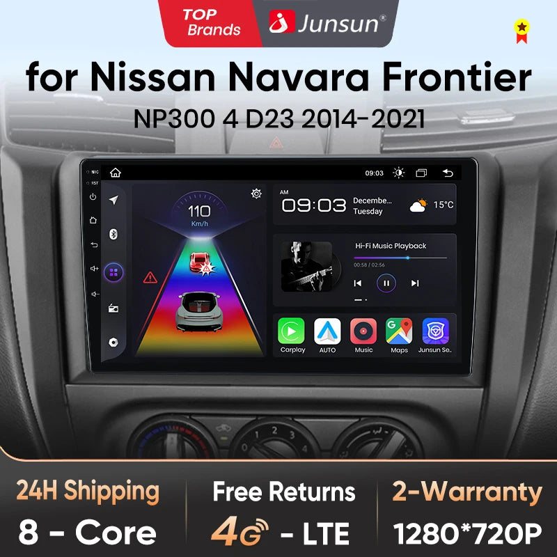 Junsun Wireless CarPlay Android Autoradio für Nissan Navara Frontier NP300 4 D23 2014-2021 Auto Intelligente Systeme RDS BT WiFi 