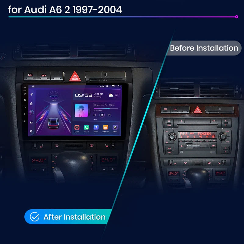 Junsun V1 AI Stimme Drahtlose CarPlay Android Auto Radio Für Audi A6 C5 1997-2004 S6 RS6 4G Auto Multimedia GPS 2din autoradio 
