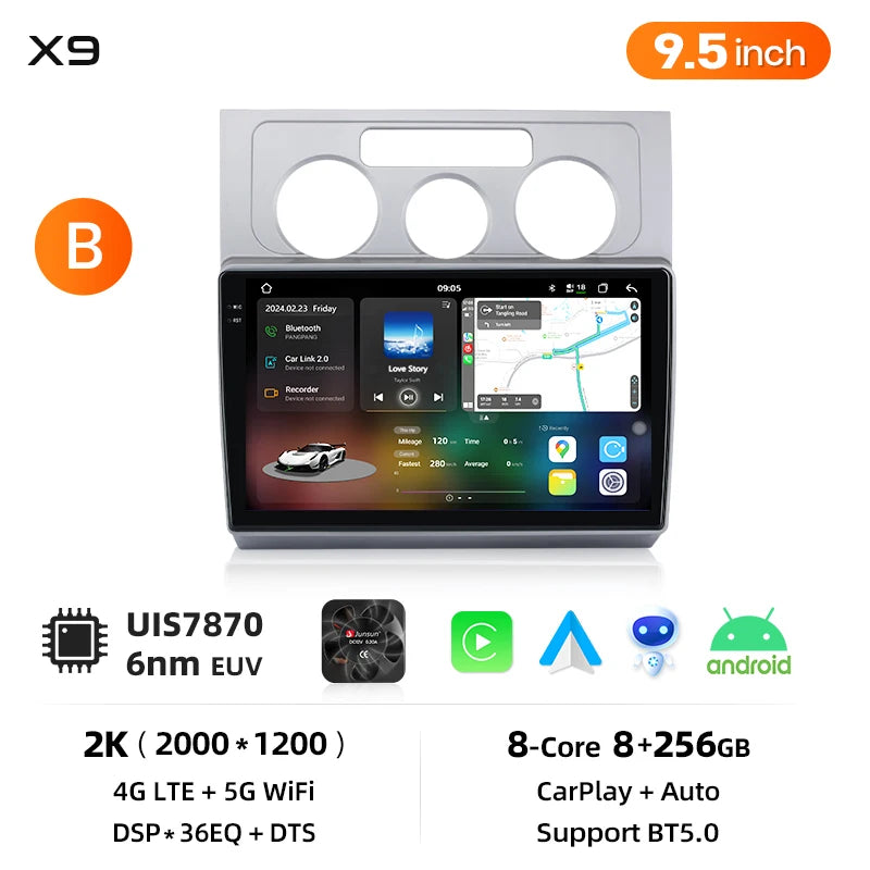Junsun Wireless CarPlay Car Radio For Volkswagen Touran 1 2003 - 2010 Android Multimedia