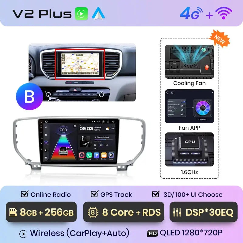 Junsun V1pro AI Voice Car Radio Android Auto Multimedia Player For Kia Sportage 4 QL 2018-2021 Carplay 4G DSP 2din GPS autoradio - Junsun Official Store