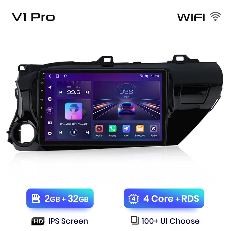 Junsun V1 Plus Car Radio For Toyota Hilux PickUp AN120 2015 - 2020 wireless CarPlay Android Auto No 2 din 2din DVD