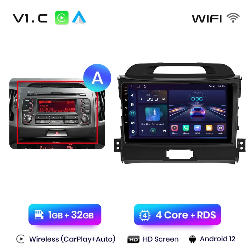 Junsun V1pro AI Voice 2 din Android Auto Radio For KIA Sportage 3 2010-2016 Carplay 4G Car Multimedia GPS 2din autoradio