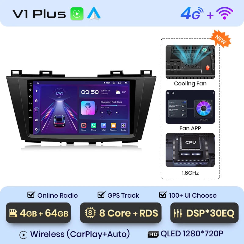 Junsun V1 AI Voice Wireless CarPlay Android Auto Radio For MAZDA 5 2010-2015 4G Car Multimedia GPS 2din autoradio