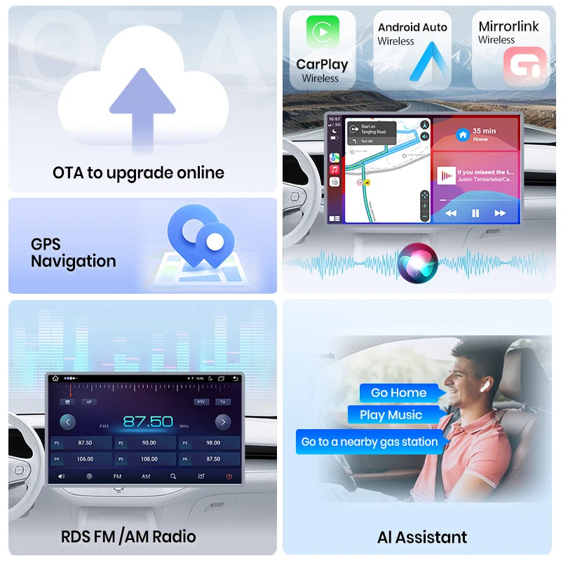 Junsun Wireless CarPlay Car Radio For VW Volkswagen Skoda Octavia Golf 5 6 Touran Passat B6 Polo Jetta Android Multimedia