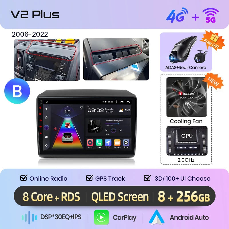 Junsun AI 4G LTE Wireless CarPlay Android Auto Car Radio For Hyundai I20 2014-2019 GPS Navi RDS FM