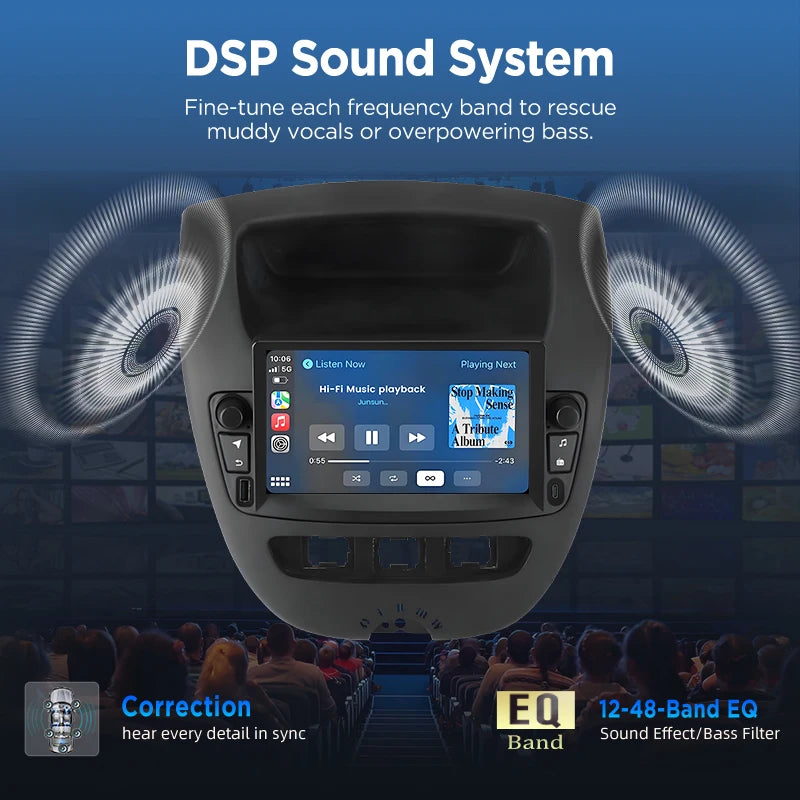 Junsun Wireless CarPlay Car Radio for Peugeot 107 Toyota Aygo Citroen C1 2005-2014 Android Multimedia