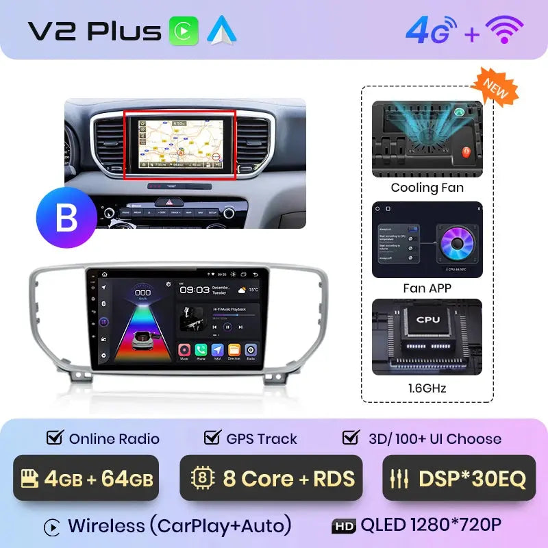 Junsun V1pro AI Voice Car Radio Android Auto Multimedia Player For Kia Sportage 4 QL 2018-2021 Carplay 4G DSP 2din GPS autoradio - Junsun Official Store
