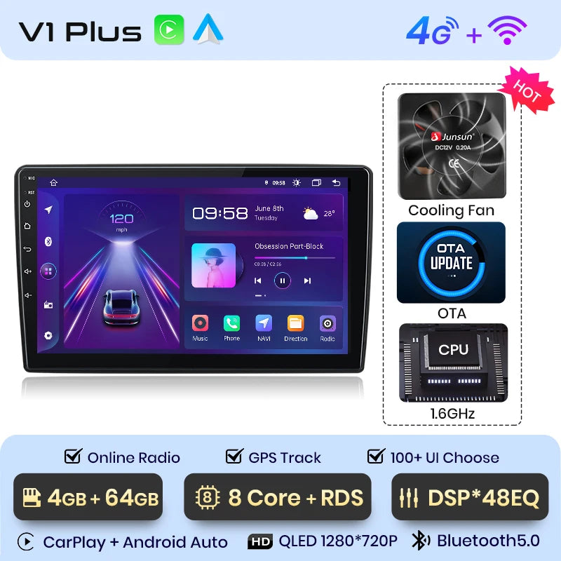Junsun Car Radio For Peugeot 308 308S 2013 - 2017 wireless CarPlay Android Auto car intelligent systems No 2 din 2din DVD
