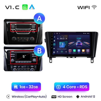 Junsun V1 Drahtloses CarPlay Android Autoradio für Nissan Qashqai J11 X-Trail 3 T32 2013-2017 Auto-Multimedia-GPS 2din Autoradio 