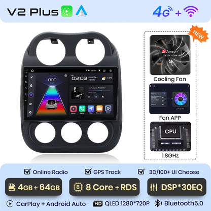 Junsun Car Radio For JEEP Compass Patriot 2010 - 2016 wireless CarPlay Android Auto car intelligent systems No 2 din 2din DVD