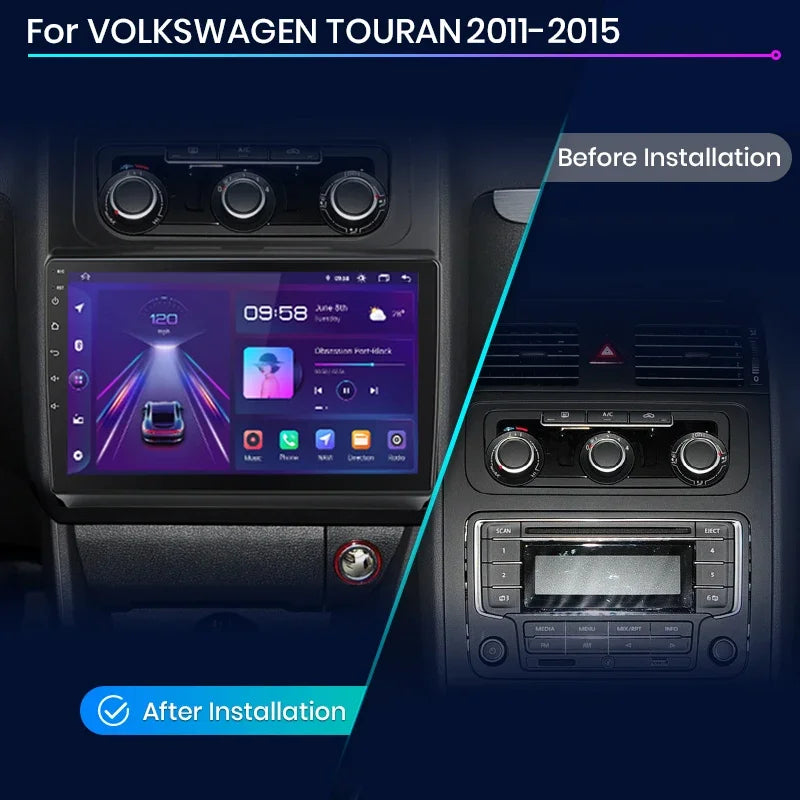 Junsun Wireless CarPlay Android Auto Radio For VOLKSWAGEN TOURAN 2011 2012 2013 -2015 Car Intelligent Systems RDS BT WiFi 2 din