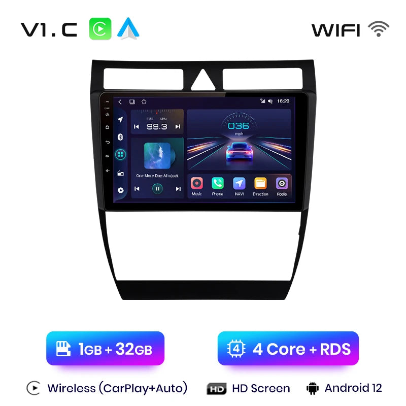 Junsun V1 AI Stimme Drahtlose CarPlay Android Auto Radio Für Audi A6 C5 1997-2004 S6 RS6 4G Auto Multimedia GPS 2din autoradio 