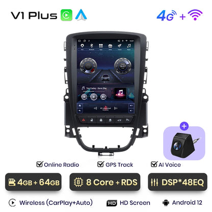 Junsun Tesla Style Android Auto Wireless Carplay Car Radio Multimedia For Opel Astra J Vauxhall Buick Verano 2009-2013 no 2din