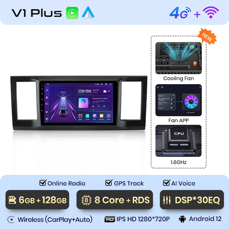 Junsun V1 AI Voice Wireless CarPlay Android Auto Radio For Volkswagen Caravelle 2015-2020 4G Car Multimedia GPS 2din autoradio
