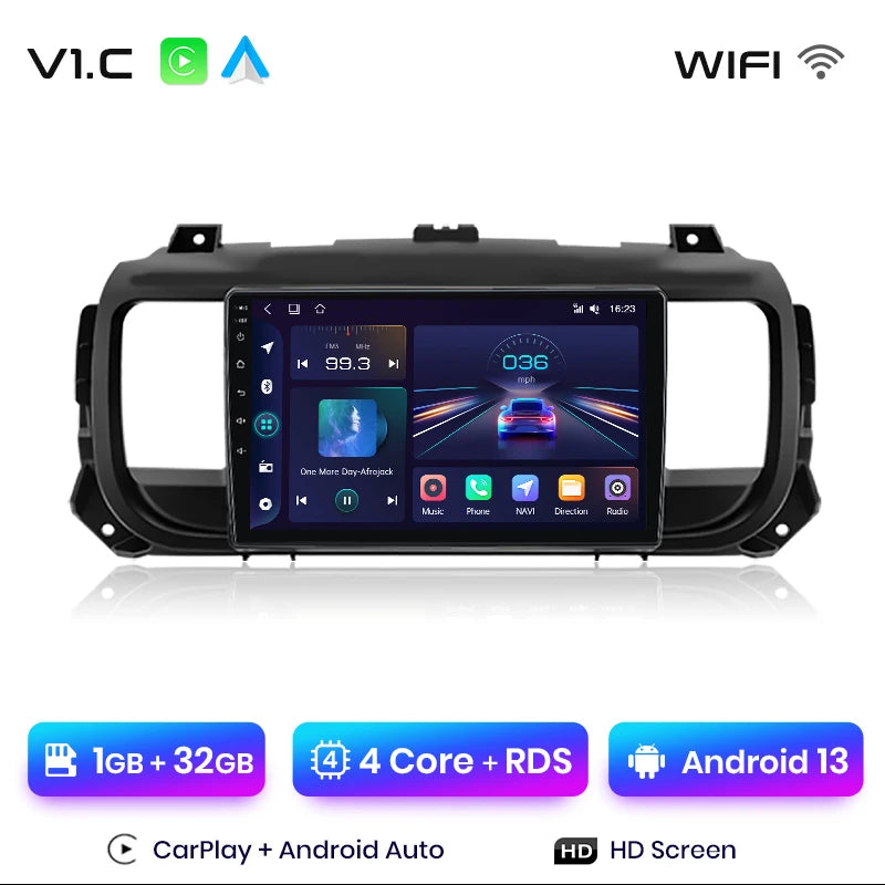 Junsun Car Radio For Peugeot Expert 3 Citroen Jumpy 3 SpaceTourer 2016 - 2021 wireless CarPlay Android Auto No 2 din 2din DVD