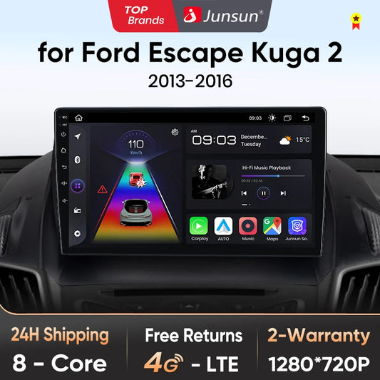 Junsun V1 pro 2 din Android Auto Radio For Ford Escape Kuga 2 C-MAX 2013-2016 Carplay 4G Car Multimedia GPS 2din autoradio