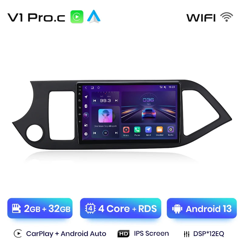 Radio Junsun para KIA Morning Picanto 2011-2016 con CarPlay inalámbrico, Android Auto, sistema inteligente para coche, 2 DIN, DVD. 