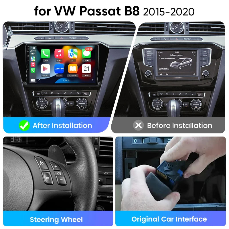 Junsun eSIM Android 14 Wireless CarPlay Android Auto Radio For VW Passat B8 2015 2016-2020 Autoradio Stereo auto accessories