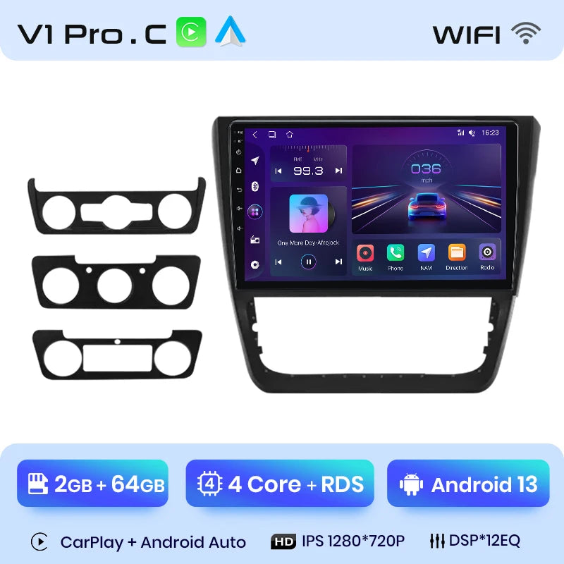 Junsun V1 Plus Car Radio For SKODA Yeti 5L 2009 - 2014 wireless CarPlay Android Auto car intelligent systems No 2 din 2din DVD