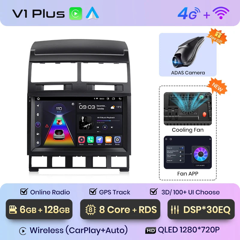 Junsun V1pro AI Voice 2 din Android Auto Radio for Volkswagen Touareg 2002-2010  Carplay 4G Car Multimedia GPS 2din autoradio