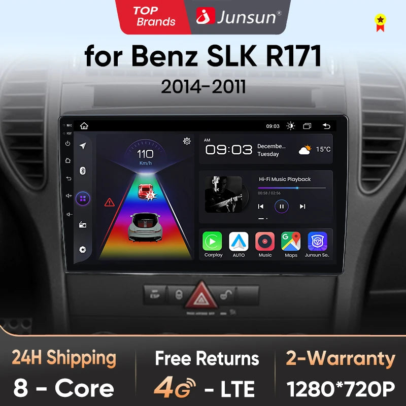 Junsun V1 CarPlay Android Auto Radio For Mercedes Benz SLK Class R171 2004-2011 SLK 200 280 300 350 Car Multimedia autoradio - Junsun Official Store