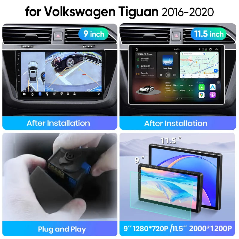Junsun Wireless CarPlay Car Radio For VW Tiguan 2016-2020 Android Multimedia