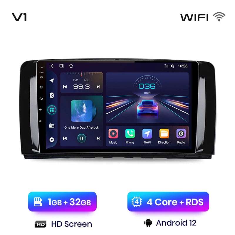 Junsun V1 - Radio inalámbrica con CarPlay y Android para Mercedes Benz Clase R (W251, R300, R280, R320, años 2005 a 2017) 