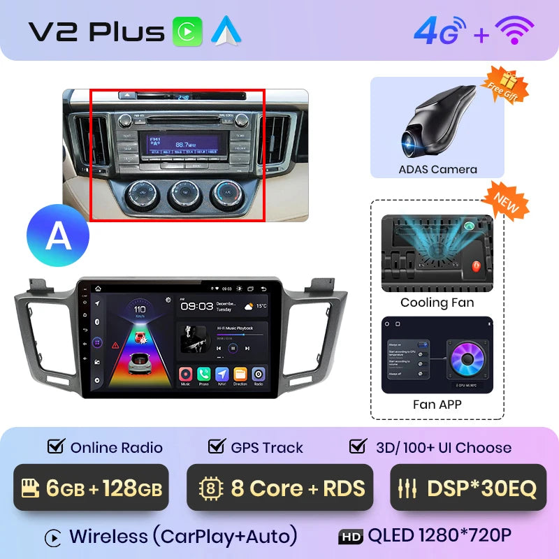 Junsun V1pro AI Voice 2 din Android Auto Radio for Toyota RAV4 RAV 4 2012 - 2018 Carplay 4G Car Multimedia GPS 2din autoradio
