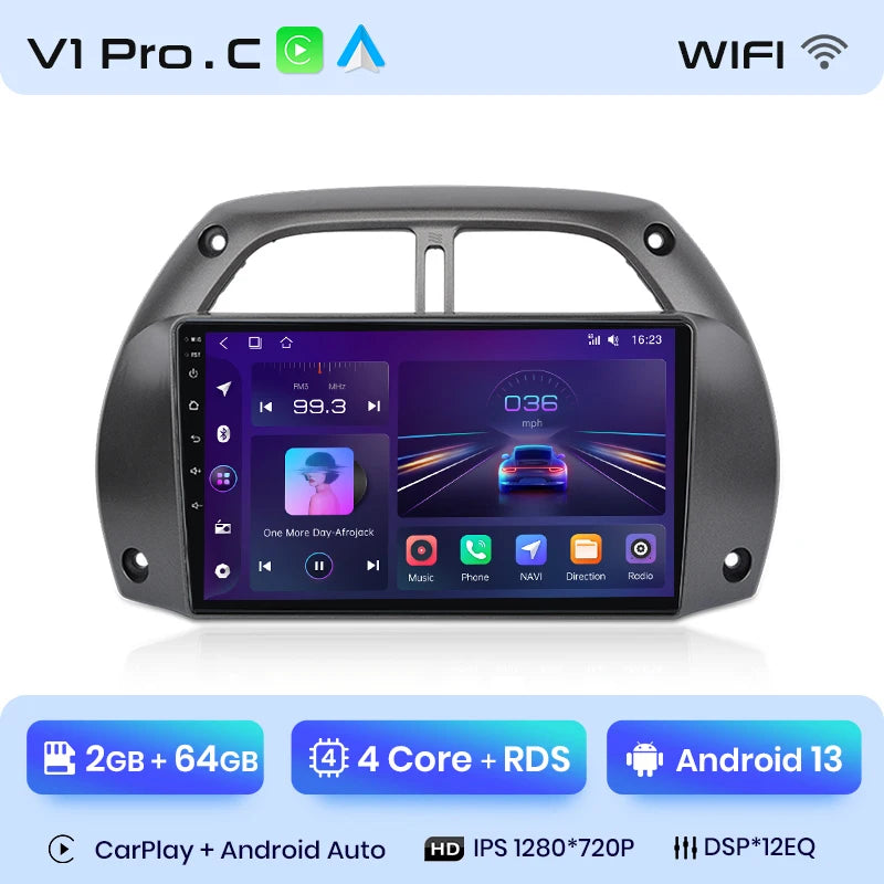 Junsun V1 Plus Car Radio For Toyota RAV4 2001 - 2005 wireless CarPlay Android Auto car intelligent systems No 2 din 2din DVD