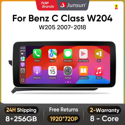 Junsun KSW Qualcomm 665 CarPlay For Apple Car Radio Multimedia For Mercedes-Benz C Class W204 S205 C204 2007-2018 4G WiFi Stereo