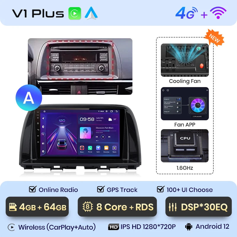 Junsun V1pro AI Voice 2 din Android Auto Radio For Mazda CX-5 2012-2015  Carplay 4G Car Multimedia GPS 2din autoradio