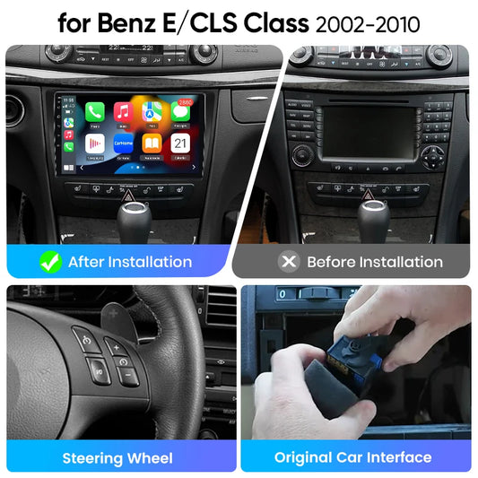 Junsun 8 Core Car Stereo for Benz E-Class W211 2002 2003 2004-2008 Wireless Carplay Android Auto GPS Navigation FM RDS eSIM