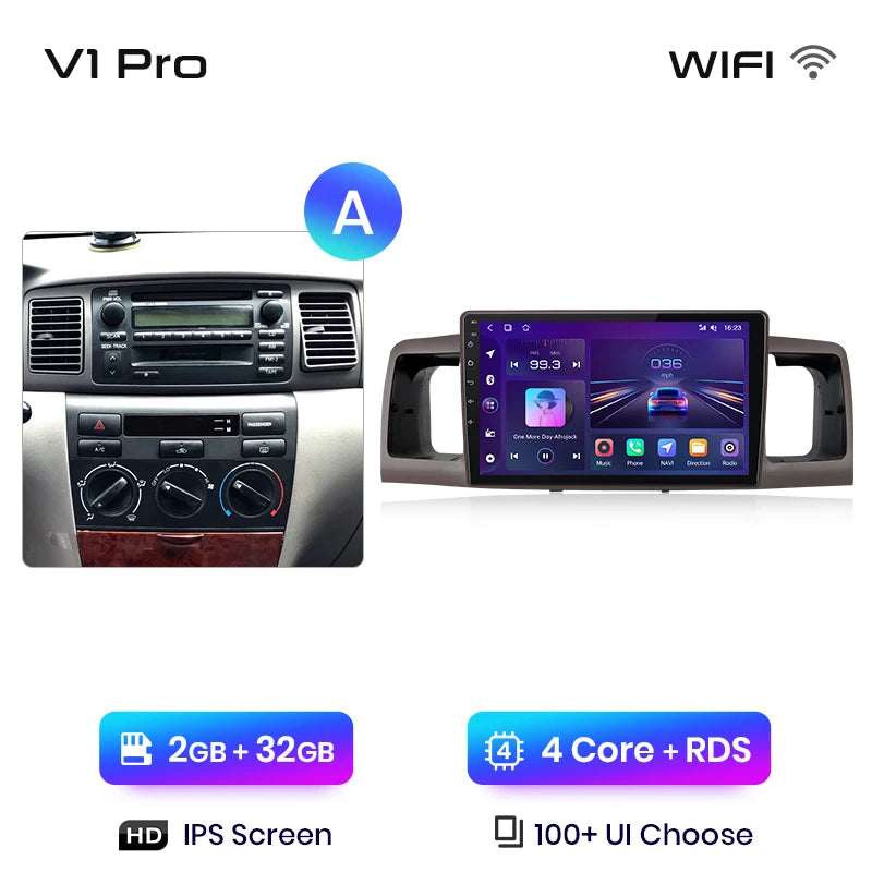 Junsun V1pro AI Voice Android Auto Radio For Toyota Corolla E130 E120 2000-2004 Carplay 4G Car Multimedia GPS 2din autoradio