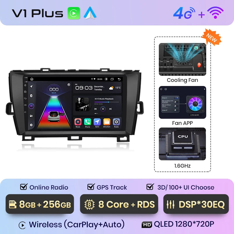Radio Junsun inalámbrica Android para Toyota Prius 2009-2016, 4G, GPS, 2DIN 