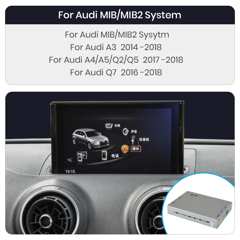 Interfaz de módulo Junsun Wireless Carplay Android Auto para Audi A3, A4, A5, 8V, Q2, 8P (2014, 2015, 2016-2018, Mirror Link, AirPlay) 