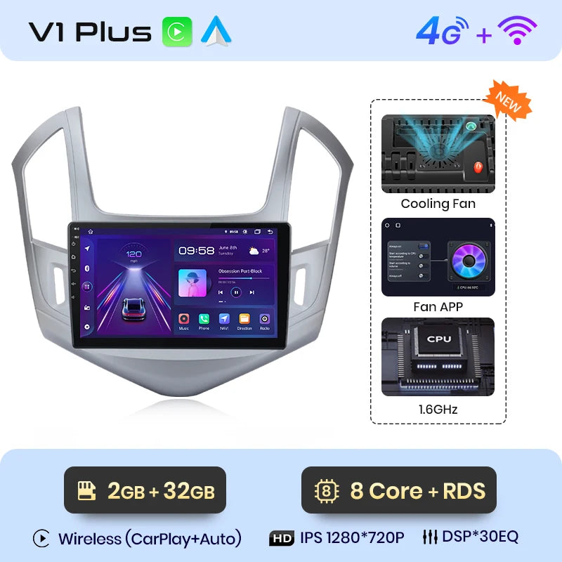 Junsun V1 AI Voice Wireless CarPlay Android Auto Radio For Chevrolet Cruze 2012-2015 4G Car Multimedia GPS 2din autoradio - Junsun Official Store