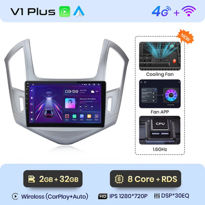 Junsun V1 AI Voice - Radio inalámbrica CarPlay Android para Chevrolet Cruze 2012-2015, 4G, GPS, 2DIN 