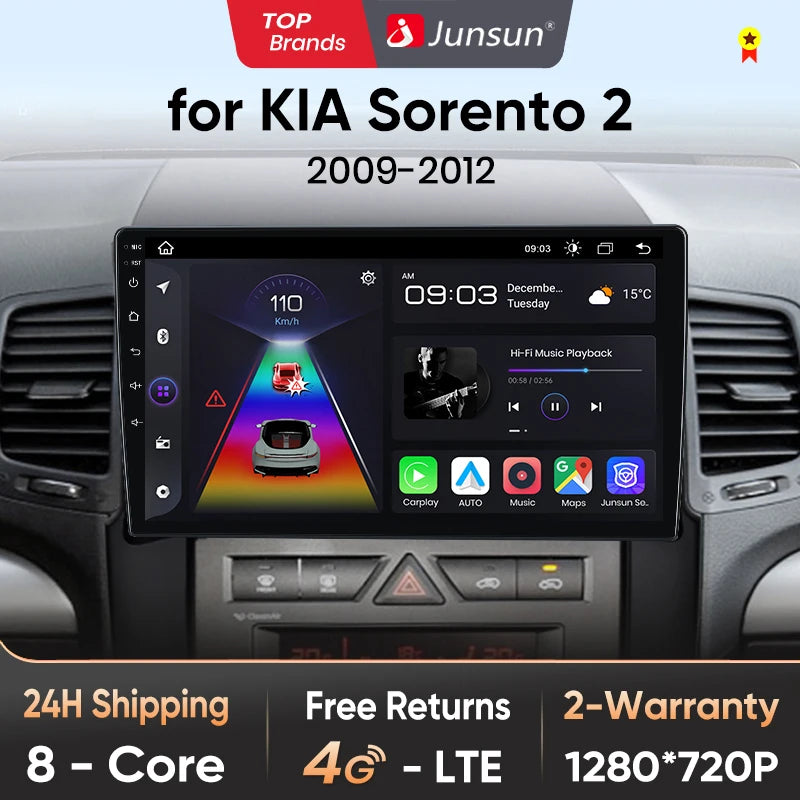 Junsun V1pro AI Voice 2 din Android Auto Radio For Kia Sorento 2 XM 2009 - 2012 Carplay Car Multimedia GPS 2din autoradio - Junsun Official Store