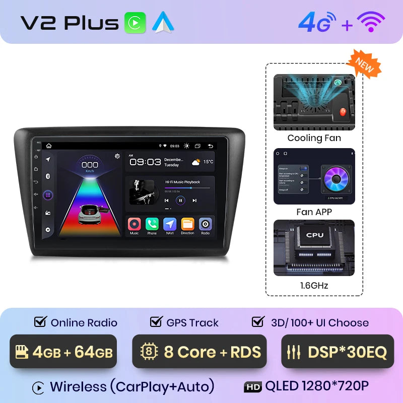 Junsun Wireless Android Auto Radio For Skoda Rapid 2013 -2019 4G Car Multimedia GPS 2din autoradio Junsun Official Store