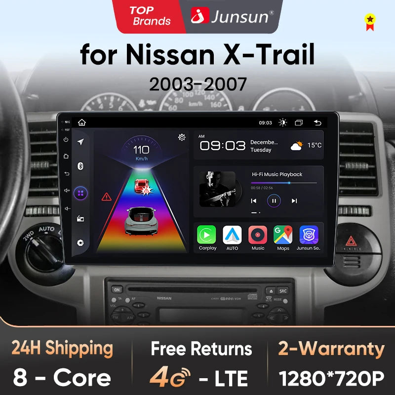 Junsun Drahtlose CarPlay Android Auto Radio Für NISSAN X-TRAIL Xtrail 2003 2004 -2007 Auto Intelligente Systeme RDS BT WiFi 2 din 