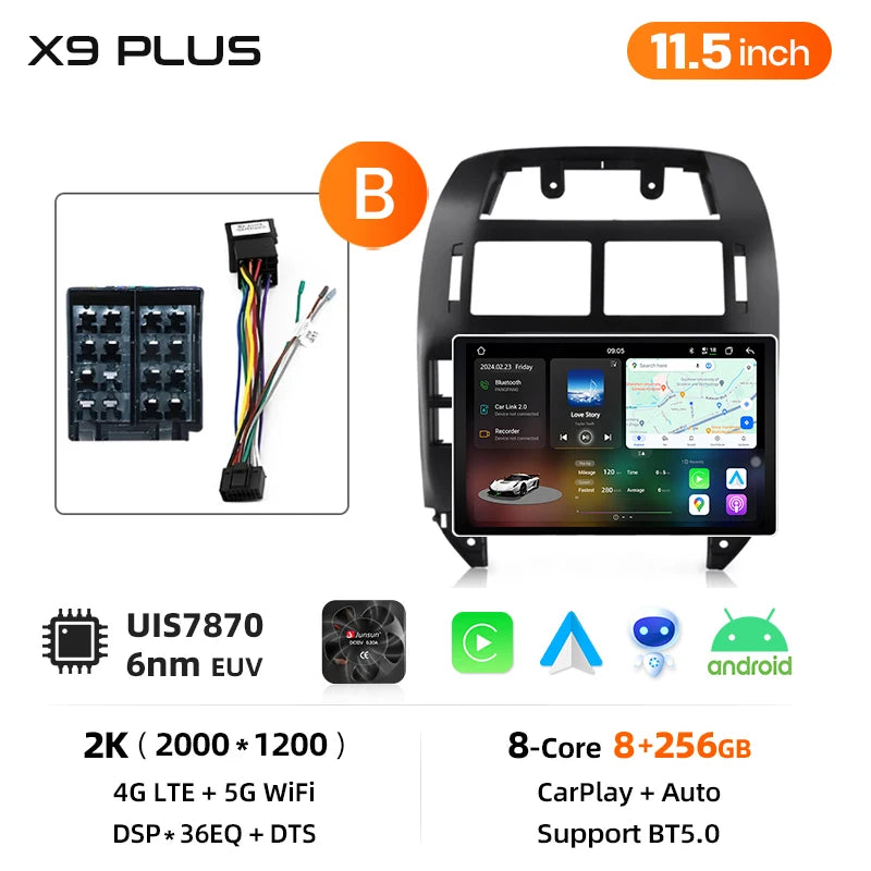 Junsun Wireless CarPlay Car Radio For Volkswagen Polo Mk4 IV 2001-2009 Android Multimedia
