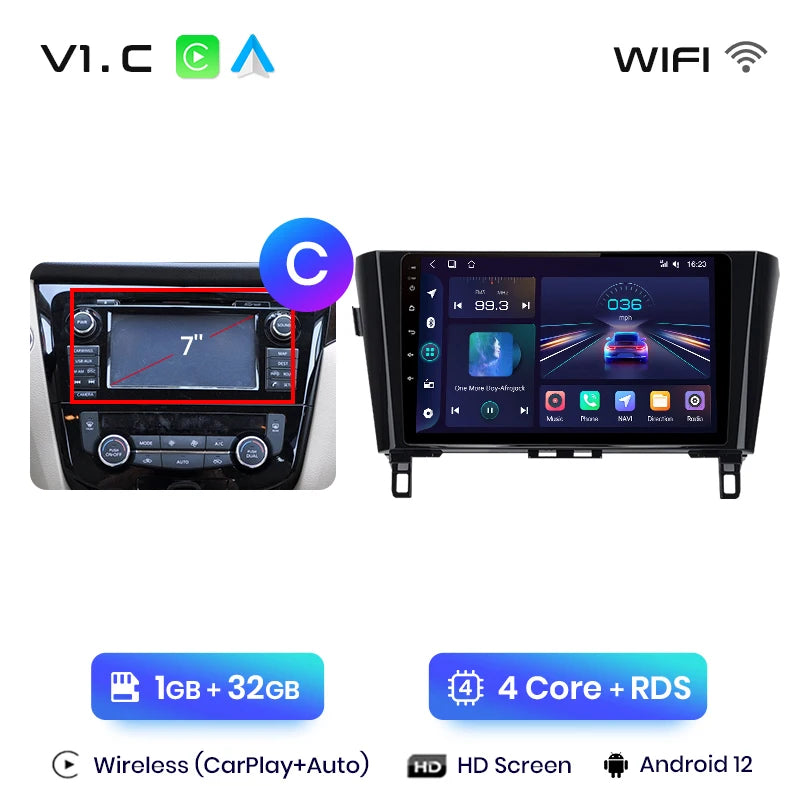 Junsun V1 Wireless CarPlay Android Auto Radio For Nissan Qashqai J11 X-Trail 3 T32 2013-2017 Car Multimedia GPS 2din autoradio