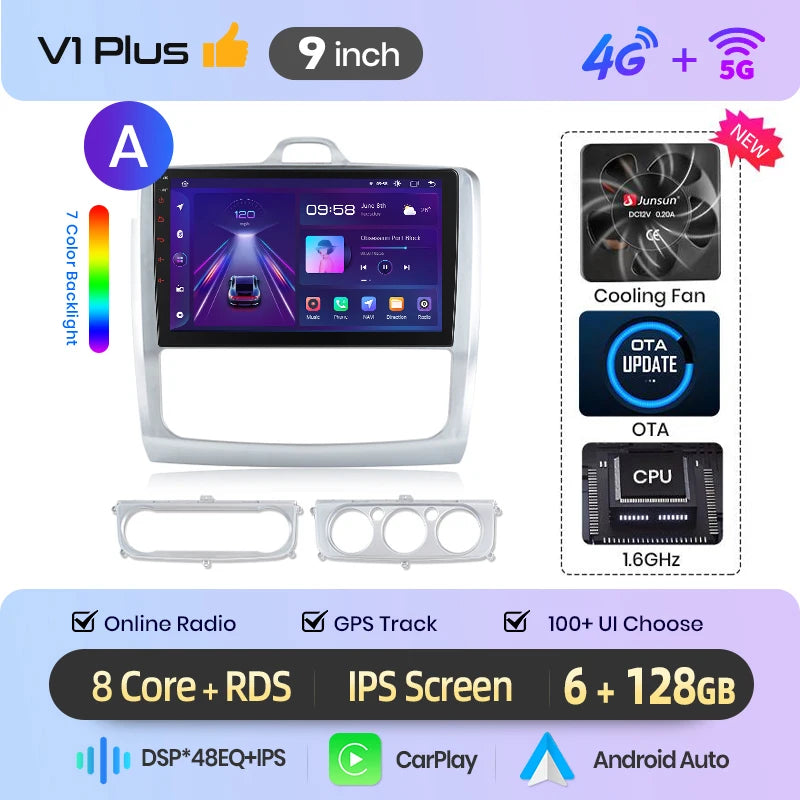 Junsun Wireless CarPlay Car Radio For Ford Focus 2 2004 2005 2006 2007-2011 Android Multimedia