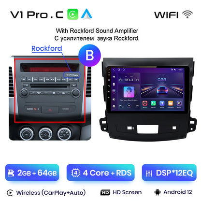 Junsun V1pro 2 din Android Auto Radio For Mitsubishi Outlander xl 2 2005-2011 Citroen C-Crosser Carplay Car Multimedia autoradio
