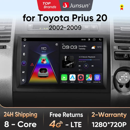 Junsun V1pro AI Voice Android Auto Radio For Toyota Prius 20 2002-2009 Carplay Car Multimedia GPS 2din autoradio