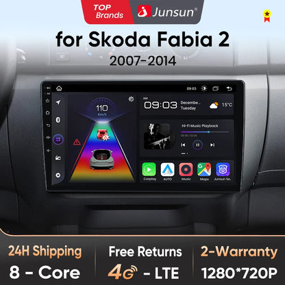 Junsun V1 Plus Autoradio für Skoda Fabia 2 2007–2014, kabelloses CarPlay Android Auto, intelligente Autosysteme, keine 2-Din-DVD 